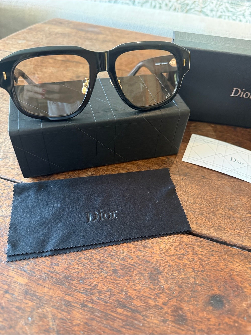 Dior Midnight N1F Black Rectangular glasses with yellow lenses
